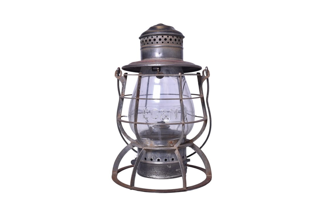 Railroad Signal Lamp & Lantern Co. Elmira Courtland & Northern Railroad Brass Top Lantern (1 of 6)