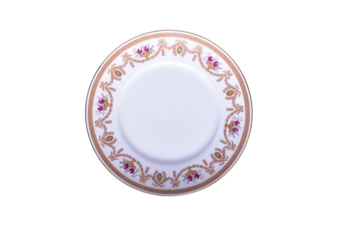 Chicago and North Western Railroad China Sterling Service Plate 10 1/8": A 10 1/8" china dinner plate for the Chicago and North Western Railroad in the Sterling Service pattern, bottom stamped with mostly worn Manufactured expressly for Chicago And North Western Ry. Bausch