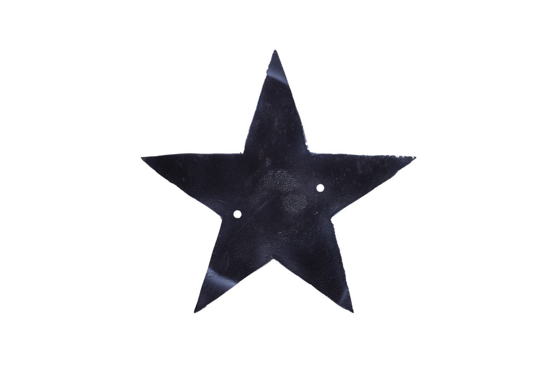 Restored Steel Railroad Flanger Star: Steel star measuring 22" across. Used to alert flangers / snow plows to raise before crossings and other obstacles. Newer paint