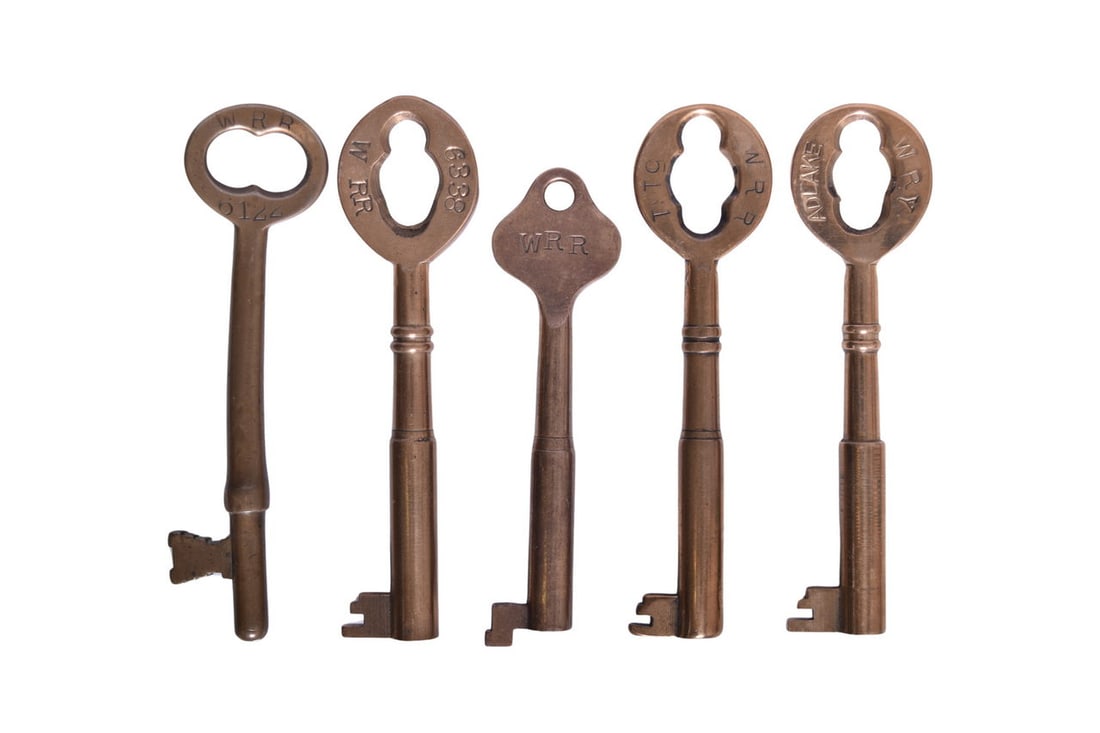 Five Wabash Railroad Brass Coach Keys (1 of 3)