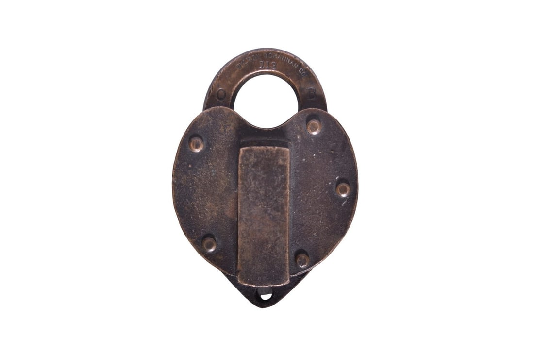 Wilson Bohannan Burlington Route Brass Heart Shaped Lock (1 of 3)