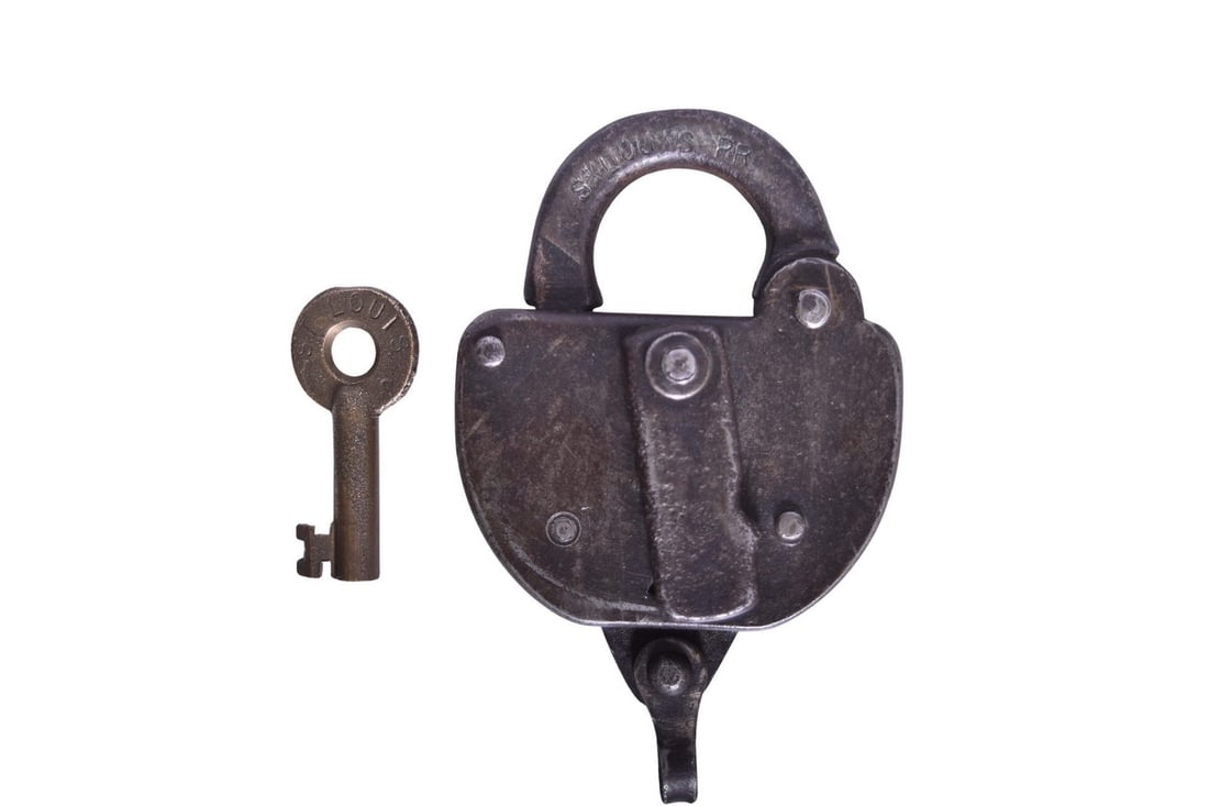 S Louis Railroad Steel Body Lock w/ Michigan Central Brass Switch Key (1 of 5)