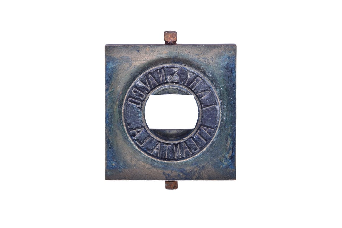 Louisiana Railway & Navigation Co. Atlanta, LA Dater Die: Brass validator die stamps LA.RY.&NAV.CO. ATLANTA. LA. All legible with moderate residue. Die shows standard wear from use and surface rust on the screws. See photos for best description.