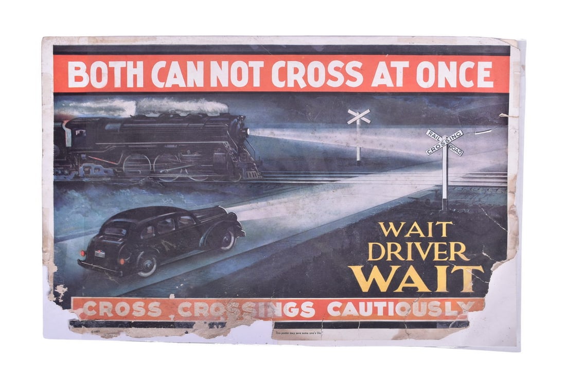 Association of American Railroads "Cross Crossings Cautiously" Advertising Poster - Day Lowry (1 of 2)