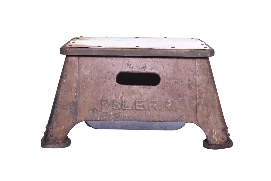 Pittsburgh & Lake Erie Railroad Embossed Passenger Step Box w/ Wooden Step (1 of 4)