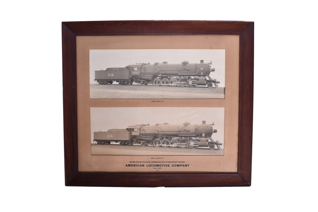 American Locomotive Co Santa Fe Builder's Framed Photographs - 2-10-2 #5200 & #6306 (1 of 5)