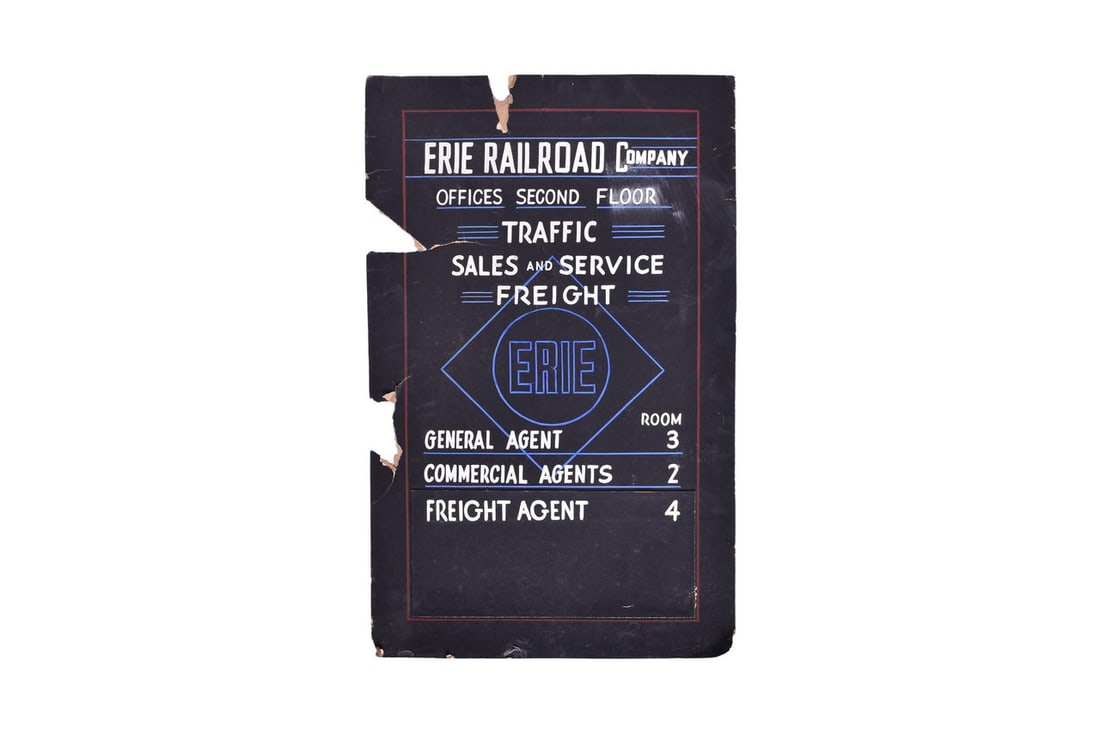 Erie Railroad Company Hand Painted Office Sign (1 of 4)
