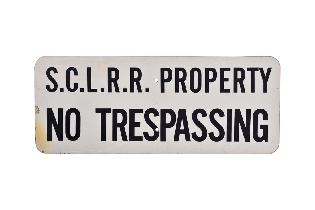 Seaboard Coast Line Railroad Property No Trespassing Metal Sign (1 of 3)