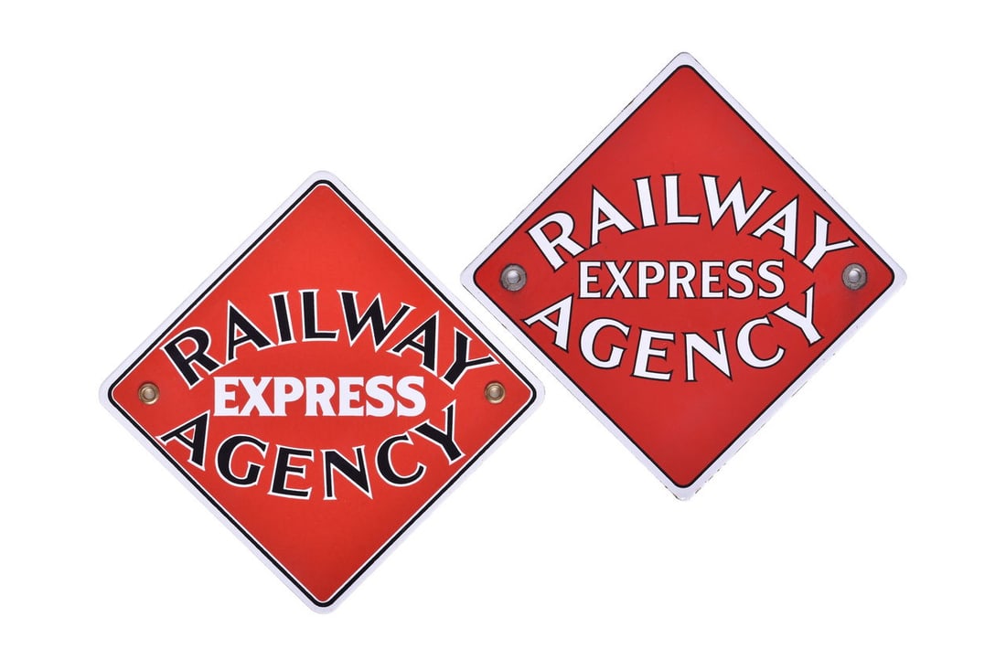 Two Porcelain Railway Express Agency Signs (1 of 4)
