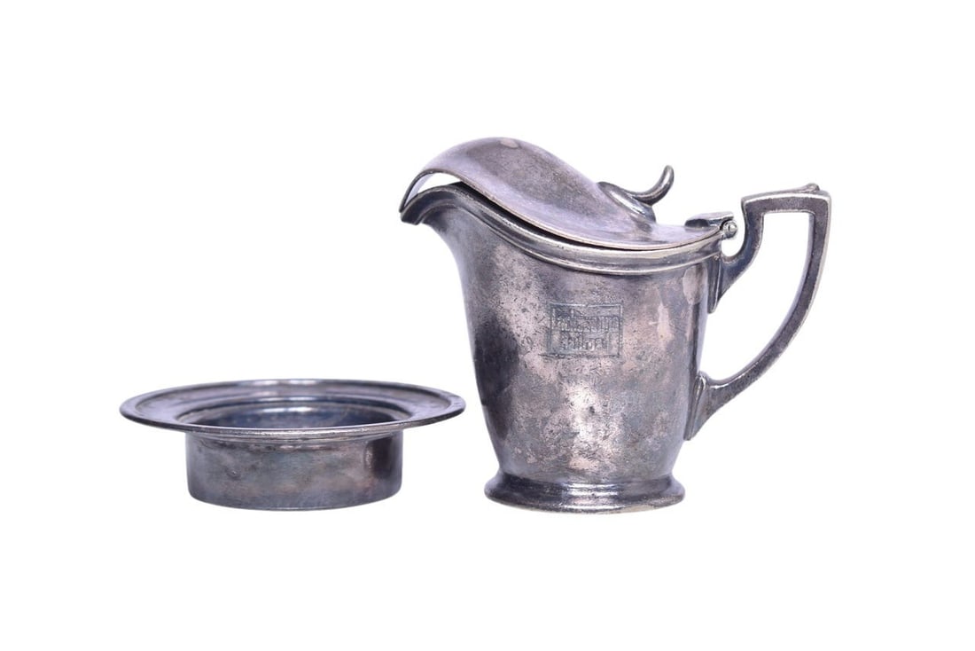 Two Pieces of Lackawanna Railroad Dining Car Silver - Creamer and Butter Icer (1 of 5)