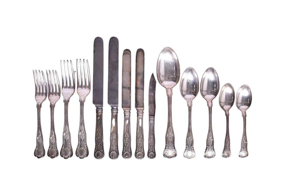 Group of Chicago Burlington and Quincy Railroad Black Hawk Silver Flatware - Kings Spoons, Forks, (1 of 3)
