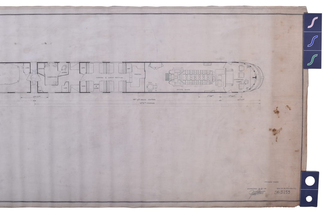 Original 1939 Budd Company Proposed Zephyr Automotive Carrying Train Drawing (1 of 2)