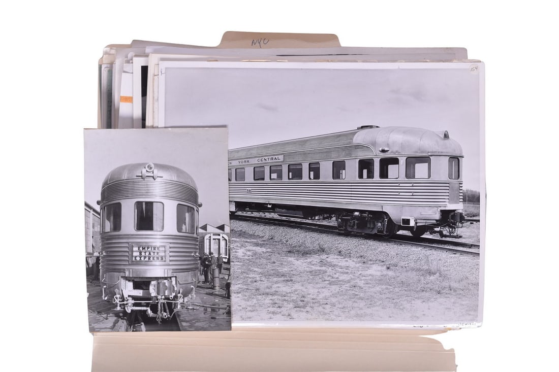 170 New York Central "Empire State Express" Observation Car Photos from Budd Company Archives: A industrial-focused group of 170 photos showing the "Empire State Express" cars for New York Central from 1940s. Cars featured include observation and a few of Rail Diesel Cars. Photos are a mix of c