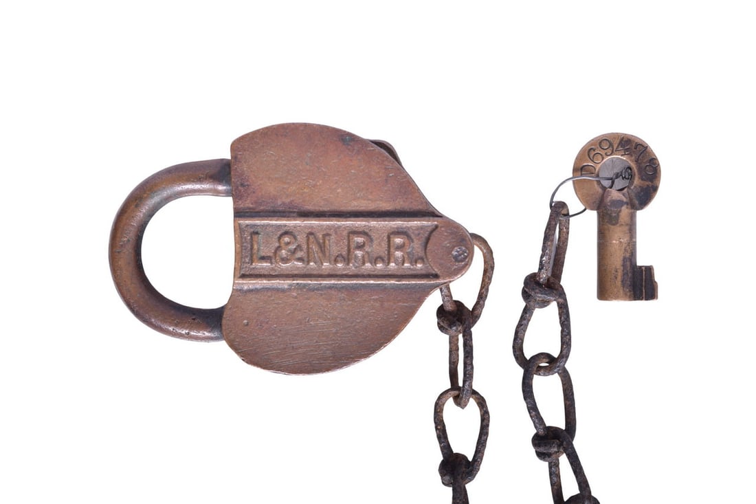 Louisville and Nashville Railroad Brass Heart Shaped Lock w/ Key (1 of 3)