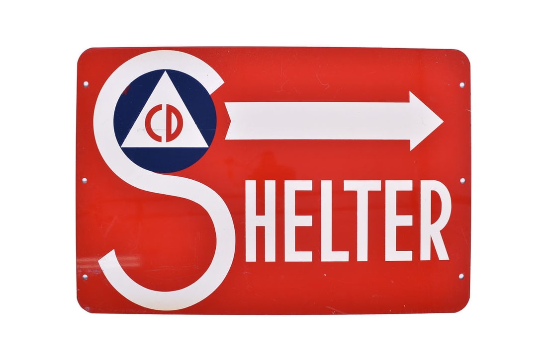 Double Sided Civil Defense Directional Shelter Sign (1 of 3)