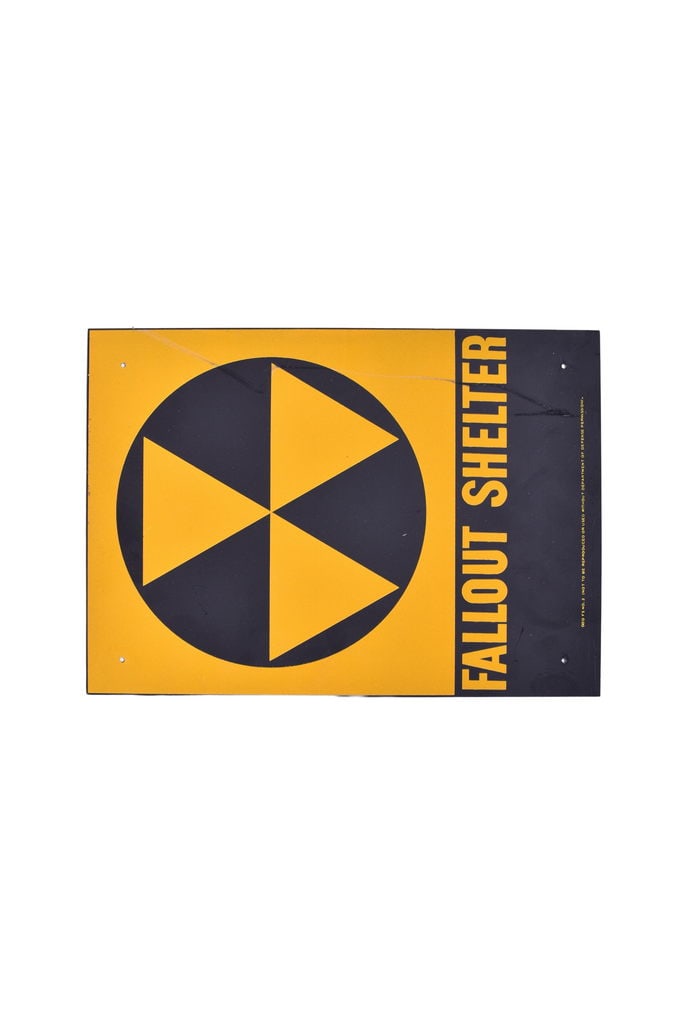 Civil Defense Galvanized Steel Fall Out Shelter Sign (1 of 3)