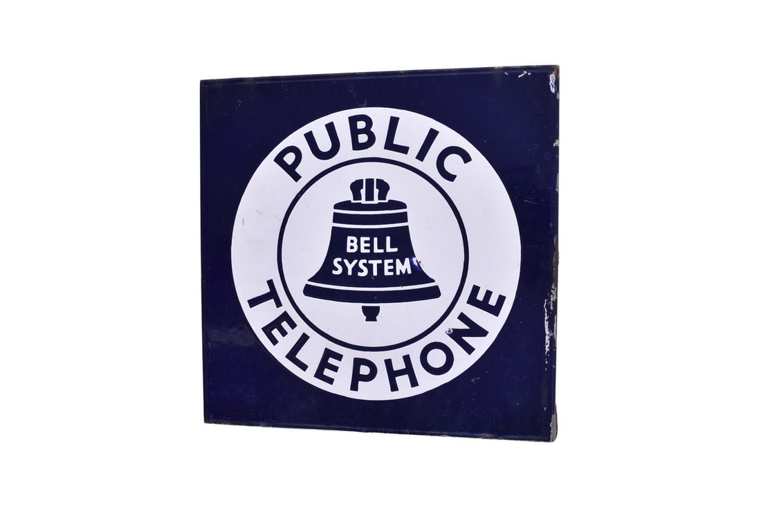 Bell System Double Sided Porcelain Telephone System Flange Sign (1 of 4)