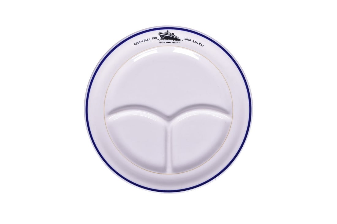 Chesapeake & Ohio Railway Train Ferry Service Dining Room China - 9 1/2" Divided Plate (1 of 3)