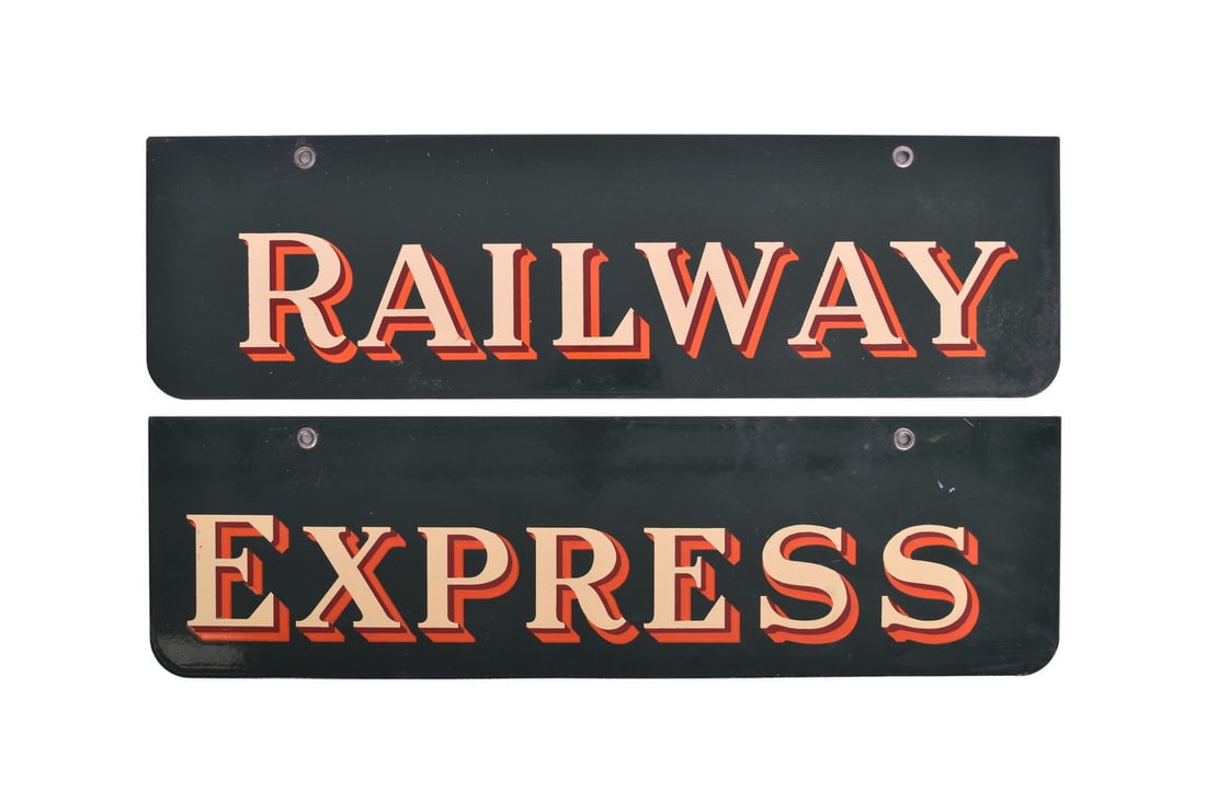 Railway Express Porcelain Sign Pair (1 of 3)