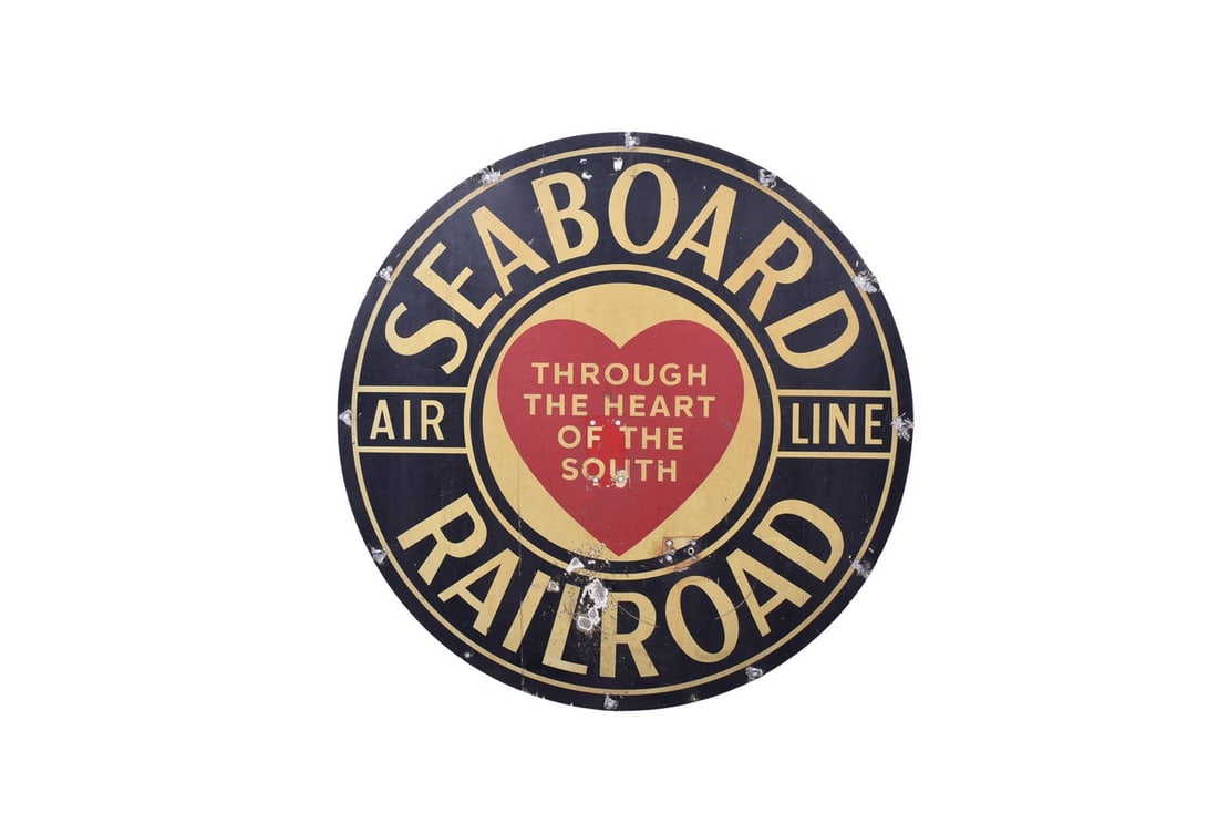 23 5/8" Round Aluminum Seaboard Air Line Railroad Sign (1 of 3)