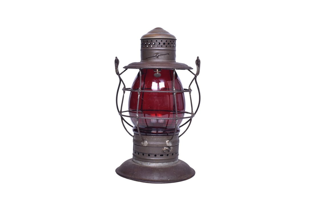 F.O. Dewey & Sons Erie Railroad Brass Top, Bell Bottom Lantern (1 of 7)