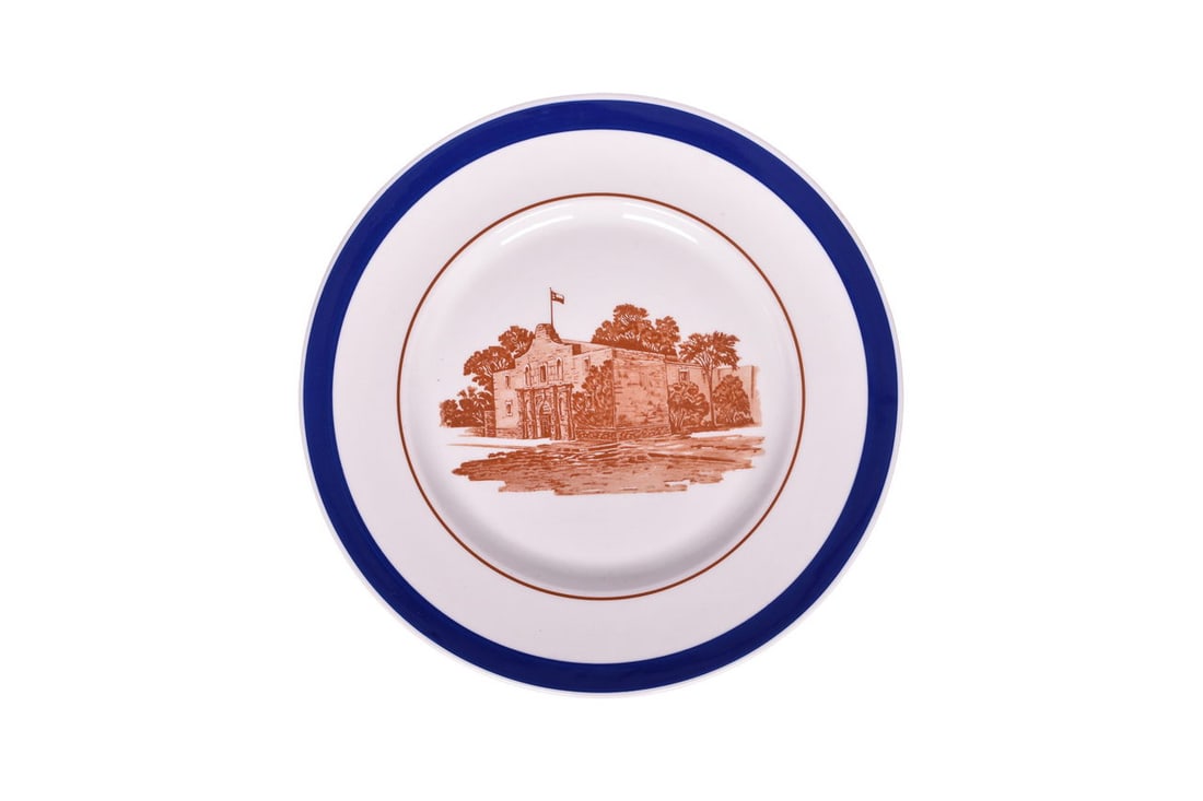Missouri, Kansas, & Texas Railroad China Alamo Blue Service Plate 10 3/4" (1 of 3)
