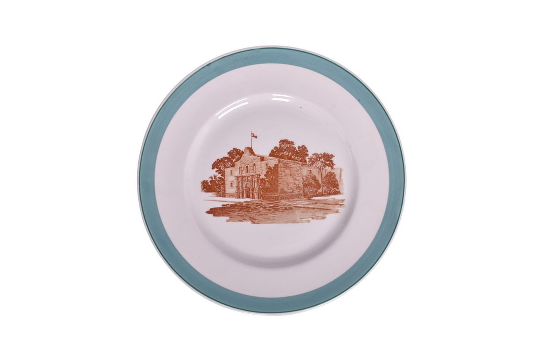 Missouri, Kansas, & Texas Railroad China Alamo Green Service Plate 10 3/4" (1 of 3)