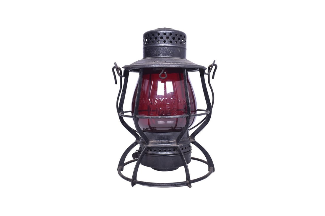 Keystone Pennsylvania Railroad Lantern with Flashed Red Pennsylvania Lines Globe (1 of 5)
