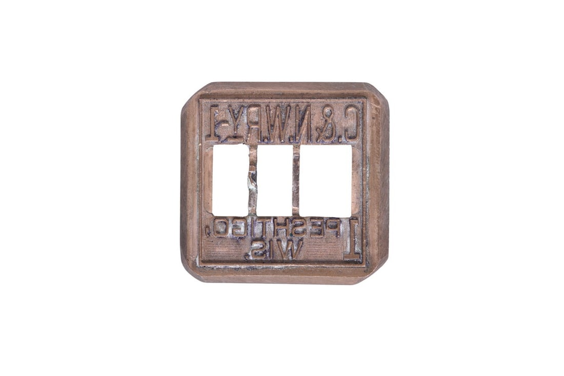 Chicago and North Western Railroad Peshtigo, WI Ticket Dater Die (1 of 3)