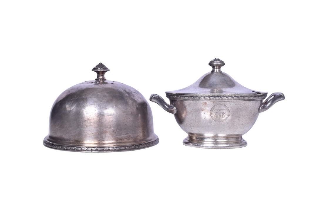 Two Pieces of Missouri Pacific Lines Dining Car Silver - Pancake Cover, Sugar Bowl (1 of 5)