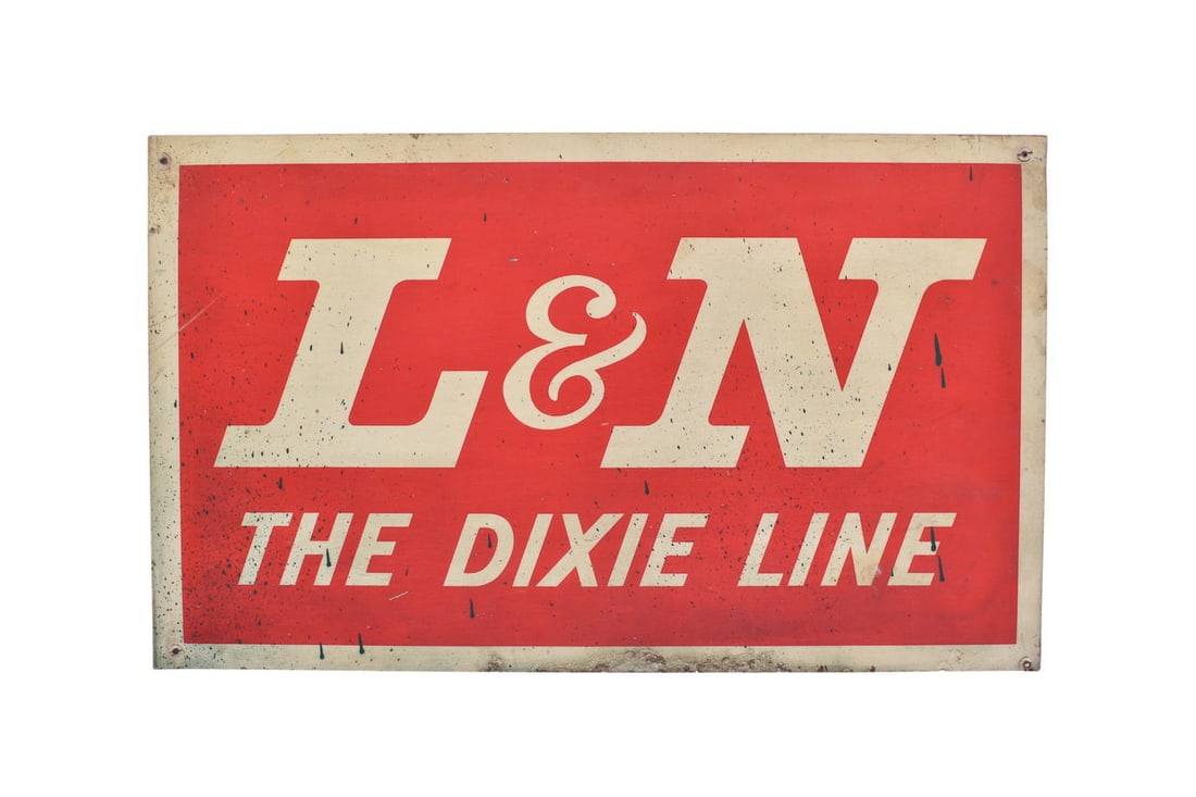 Louisville and Nashville Railroad "The Dixie Line" Reflective Equipment Sign (1 of 2)