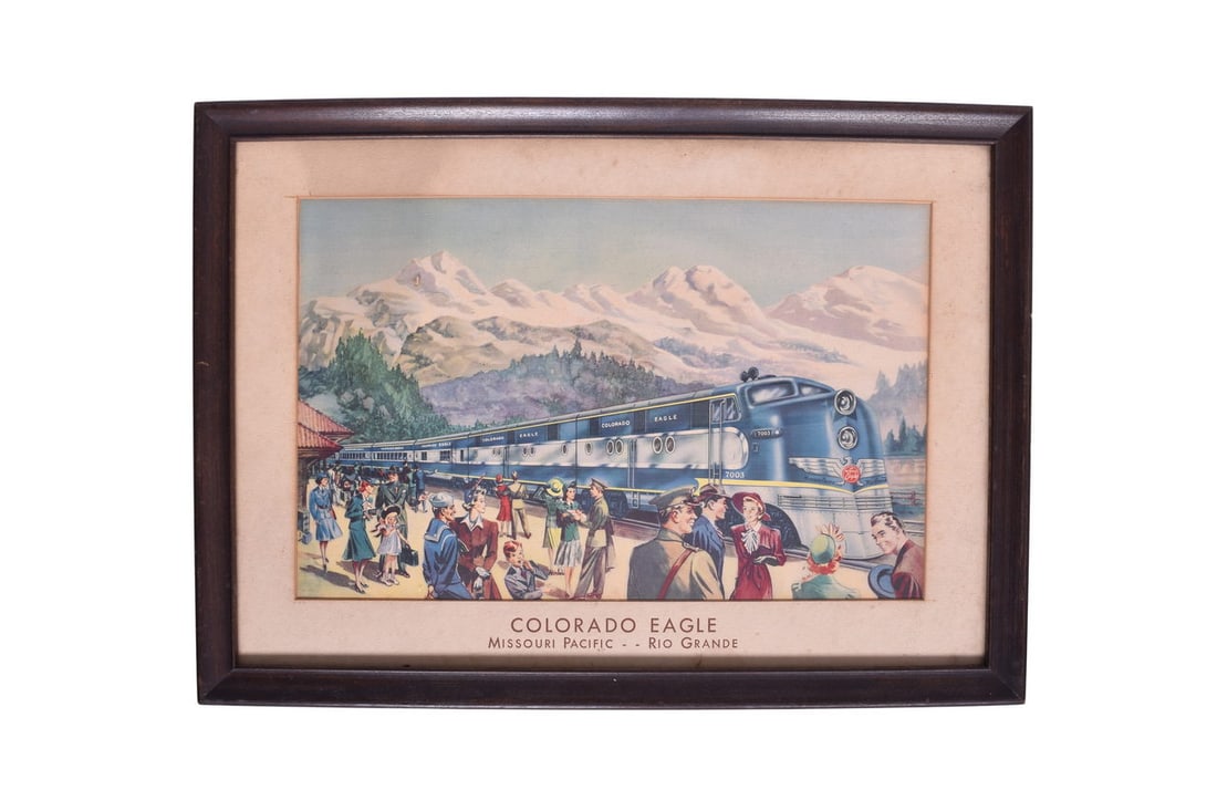 Framed Missouri Pacific / Rio Grande Railroad "Colorado Eagle" Artwork (1 of 3)