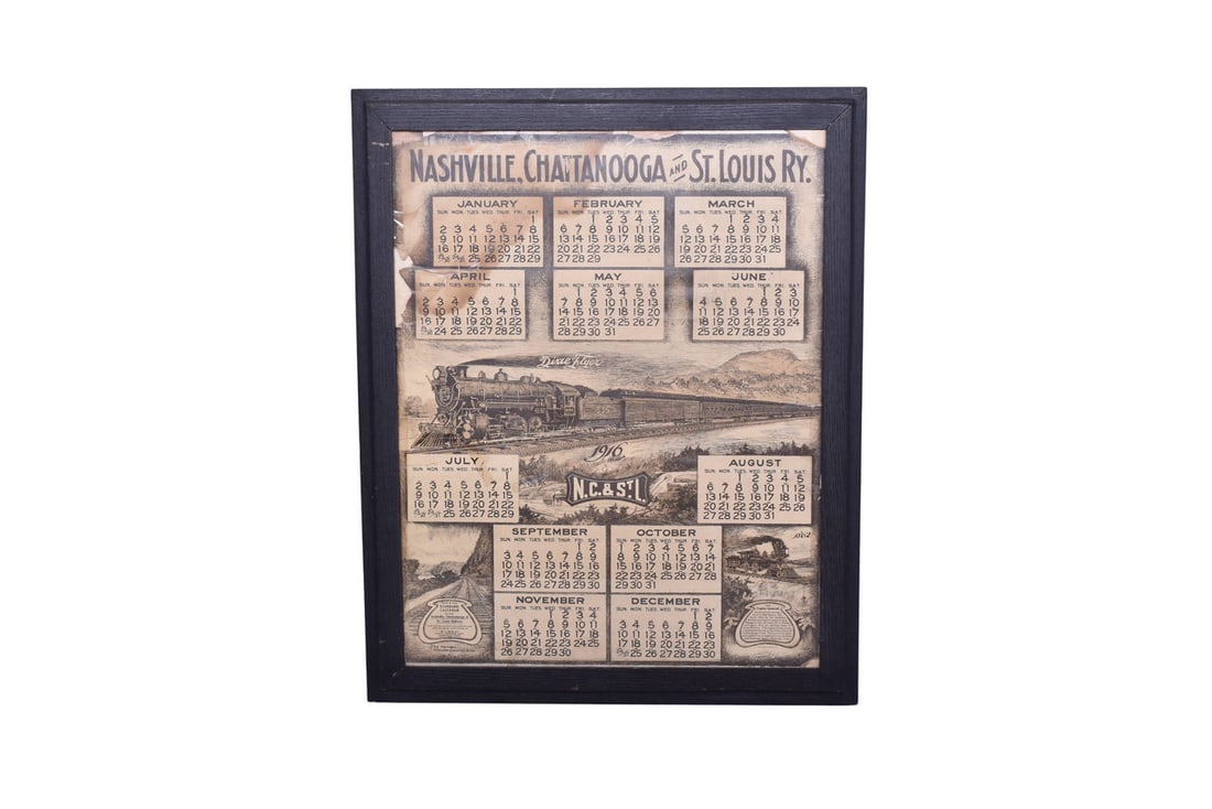 Framed Nashville Chattanooga & St. Louis Railway 1916 Railroad Wall Calendar (1 of 4)