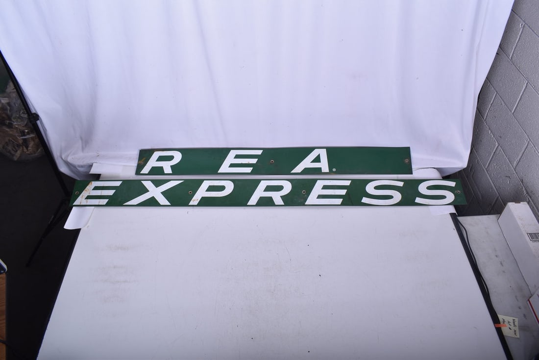 Porcelain Railway Express Agency Baggage Cart Sign (1 of 5)