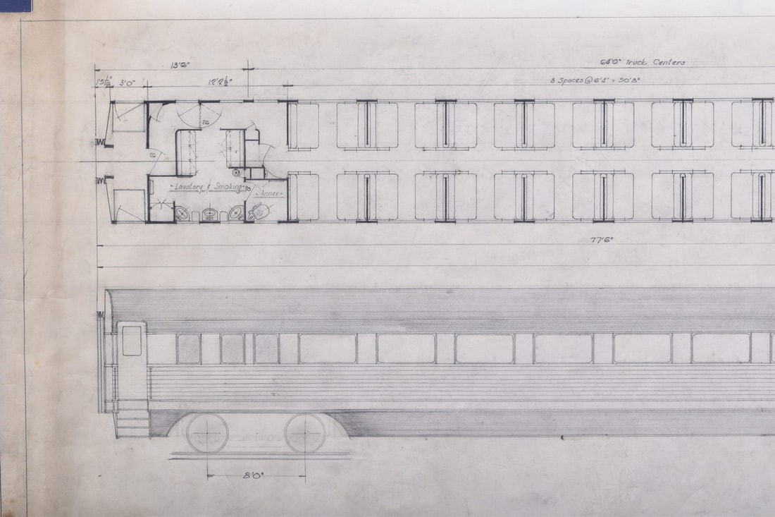 Original Budd Company Drawing for 1935 Lightweight Stainless Steel Cars to Replace Present Equipment (1 of 3)