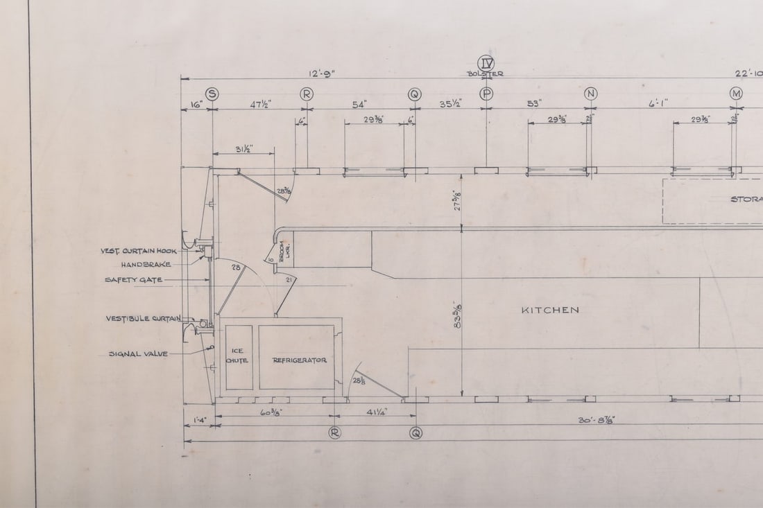 Original Budd Company Drawing for 48 Passenger Dining Car (1 of 4)