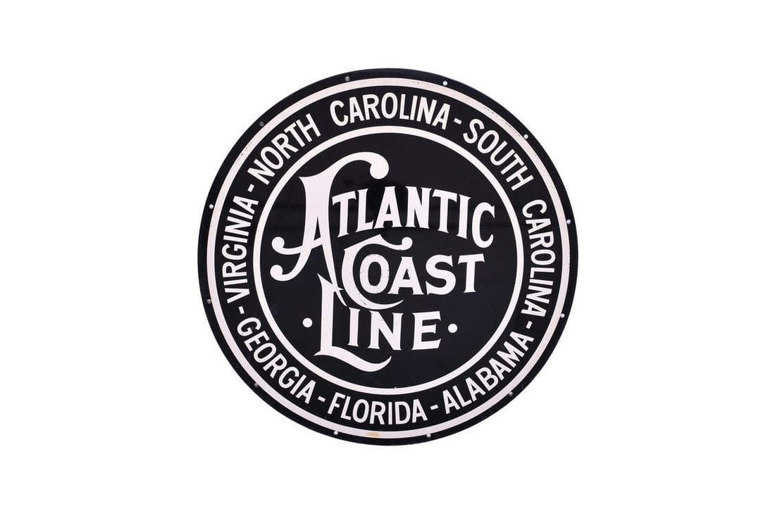 New Old Stock Porcelain Atlantic Coast Line Sign (1 of 3)