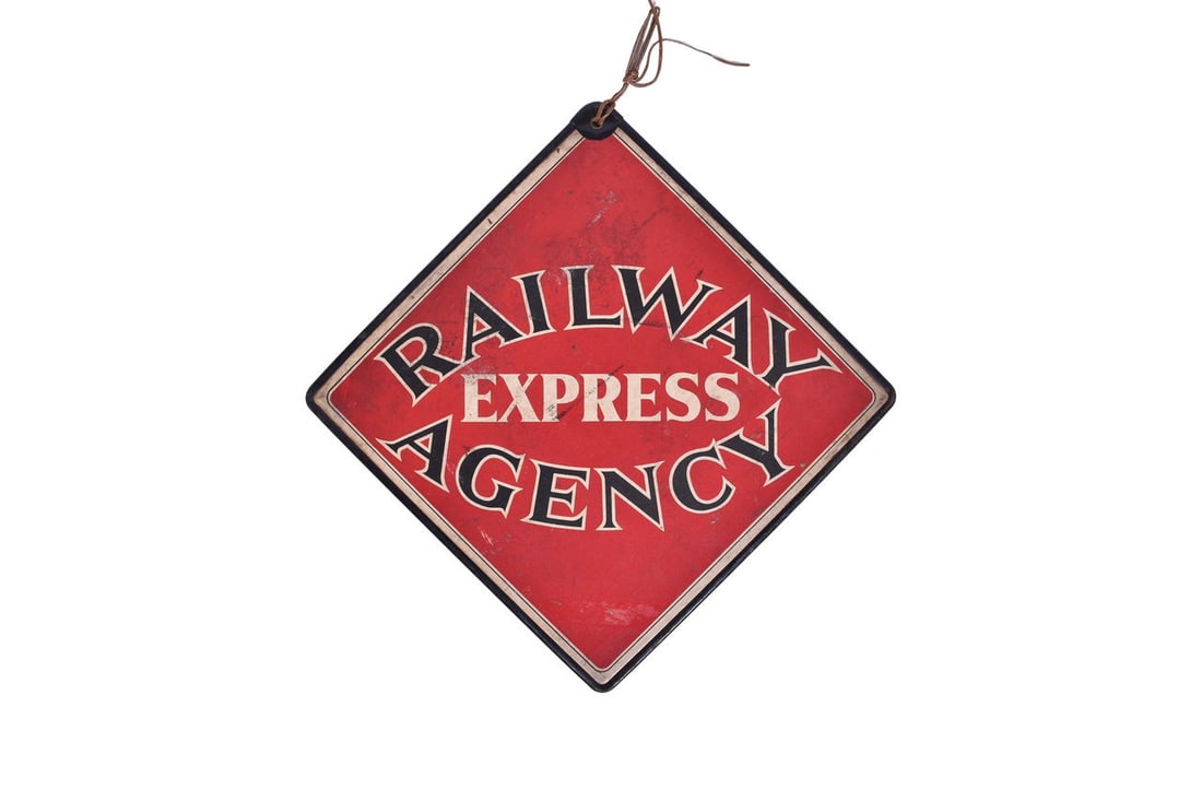 Railway Express Agency Call Card Double-Sided Cardboard Sign (1 of 3)