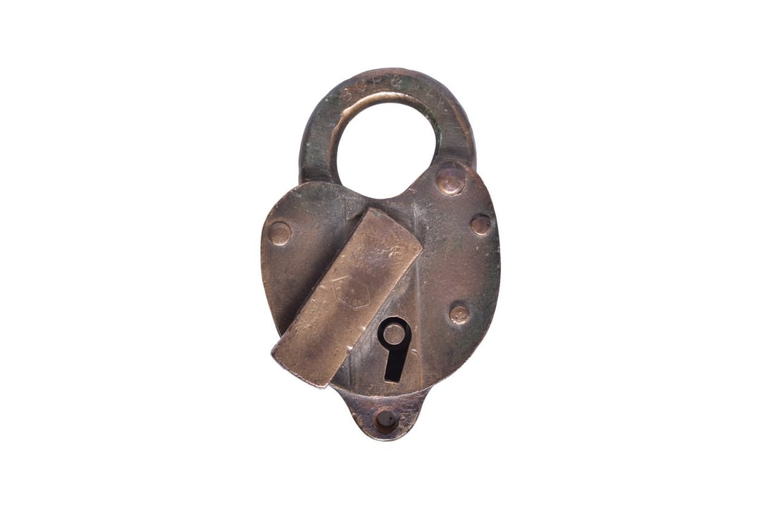 Burlington, Cedar Rapids & Northern Railway Brass Heart-Shaped Lock (1 of 3)