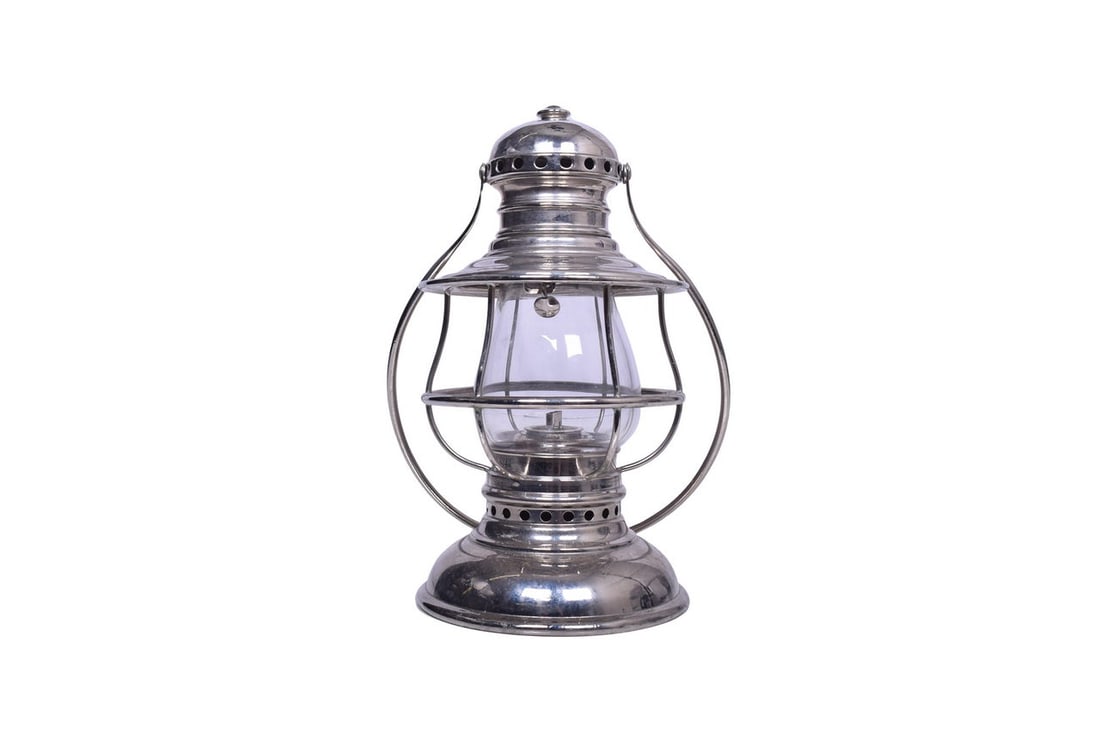 Nickel Plated Bell Bottom Railroad Presentation Lantern (1 of 4)