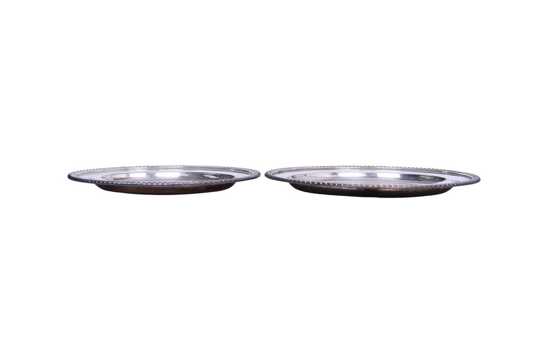 Pair of Gorham Chicago Burlington & Quincy Railroad Black Hawk Silver Oval Platter Plates (1 of 4)