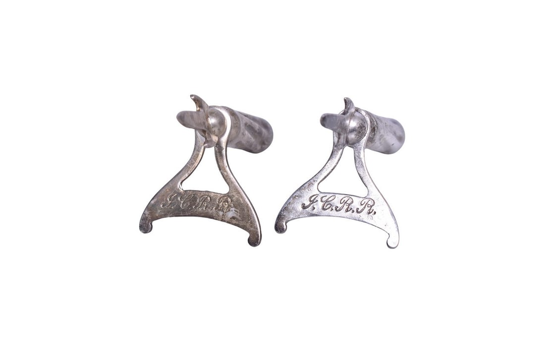 Pair of Illinois Central Railroad Silver Corn Holders (1 of 5)