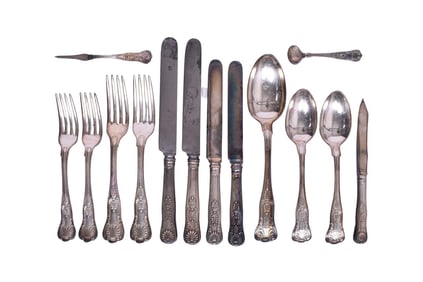 Group of Chicago Burlington and Quincy Railroad Black Hawk Silver Flatware - Kings Condiment Spoon,