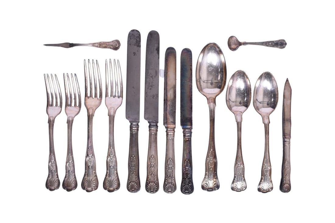 Group of Chicago Burlington and Quincy Railroad Black Hawk Silver Flatware - Kings Condiment Spoon, (1 of 2)