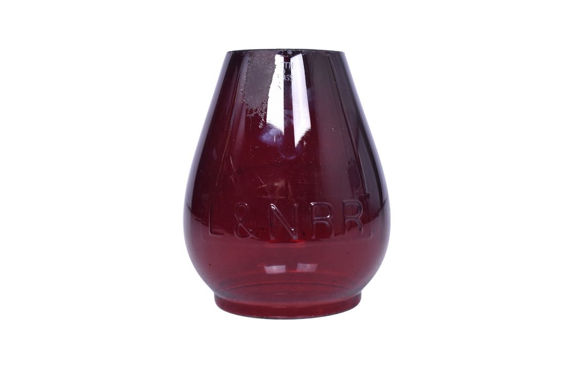 Louisville and Nashville Railroad Flashed Red Cast Extended Base Lantern Globe (1 of 5)