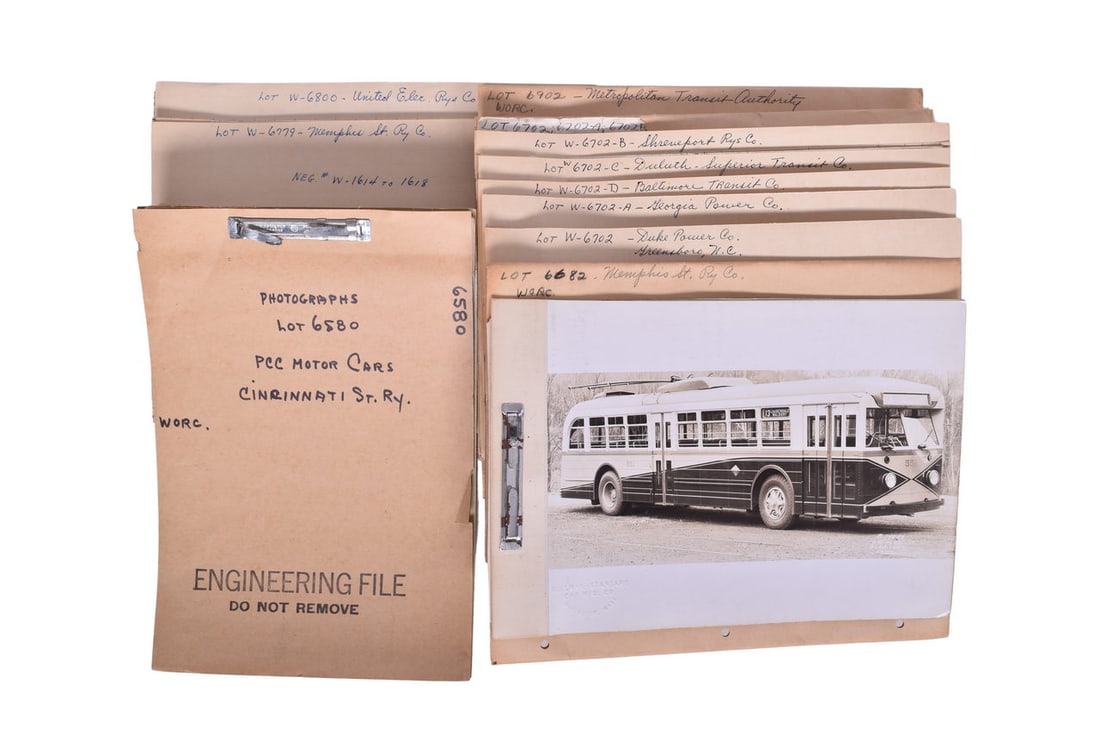 148 Interurban Bus Photos from Pullman Archives: A varied group of 148 photos showing the cars for the MTA, Memphis St. Railway, Duke Power Co, Georgia Power and others from the 1940s and 50s. There are ten albums in this group, one for each railroa