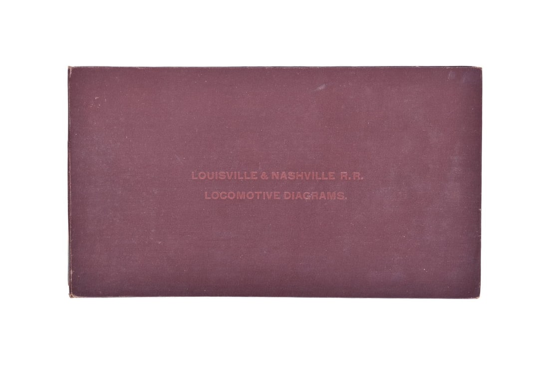 Louisville and Nashville Railroad Locomotive Diagram and Classification Book: Roughly 9" by 5" book of75+ locomotive diagrams with additional specifications and details below each drawing. No clear dates are apparent. A few of the pages are foldouts; these are intact and in goo