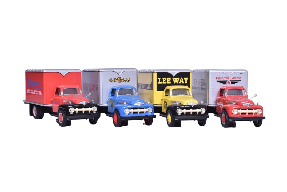 Four 1951 Ford model trucks by First Gear, Inc. Brands represented are Red Star Express Lines, Lee (1 of 5)
