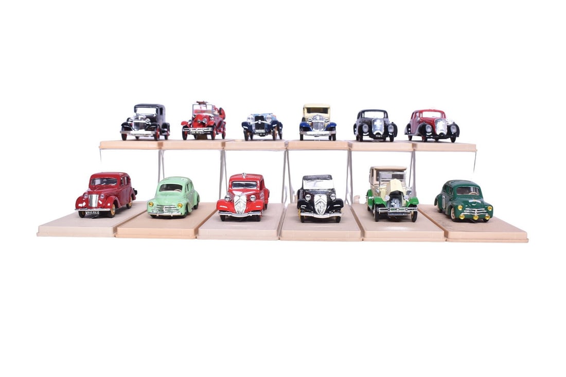 Twelve Eligor 1:43 scale model cars, including two 1937 Panhard Dynamic Berline, two 1932 Ford, 1932 (1 of 4)