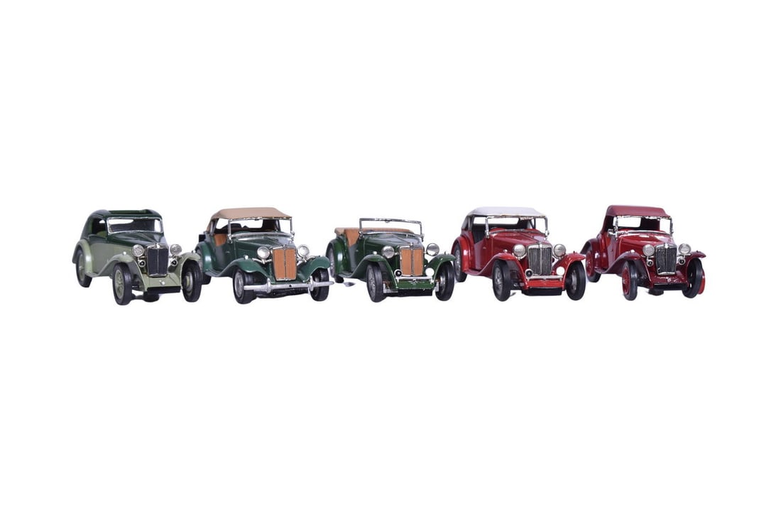 Five Abington Classics cars, all M.G.s. Two M.G. T.C. Midgets, a MG TD Midget, a MGP Airline, and a (1 of 5)
